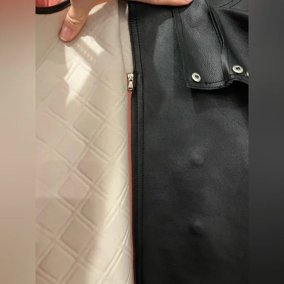 3.1 Phillip Lim Coral and Black Neoprene & Leather Coat - Picture 6 of 13